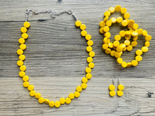Load image into Gallery viewer, Yellow Single Statement Necklace, Chunky Jewelry Set Big Beaded Necklace, sunshine yellow Necklace, earrings Jewelry bubble