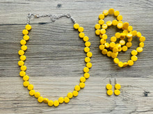 Load image into Gallery viewer, Yellow Single Statement Necklace, Chunky Jewelry Set Big Beaded Necklace, sunshine yellow Necklace, earrings Jewelry bubble