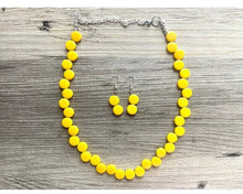 Load image into Gallery viewer, Yellow Single Statement Necklace, Chunky Jewelry Set Big Beaded Necklace, sunshine yellow Necklace, earrings Jewelry bubble