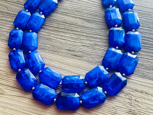 Royal Blue Chunky Statement Necklace, double strand necklace, blue necklace, dark blue necklace, royal blue wedding, bridesmaid necklace