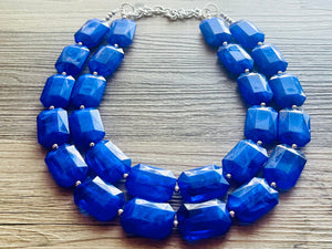 Royal Blue Chunky Statement Necklace, double strand necklace, blue necklace, dark blue necklace, royal blue wedding, bridesmaid necklace