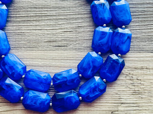 Royal Blue Chunky Statement Necklace, double strand necklace, blue necklace, dark blue necklace, royal blue wedding, bridesmaid necklace