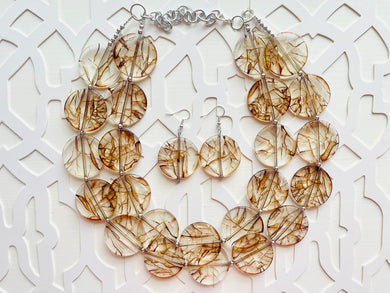 Tree of Life Jewelry, Chocolate Mocha Necklace, Double strand brown jewelry, big beaded bib chunky statement necklace, chunky bib branches