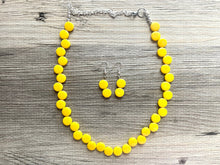 Load image into Gallery viewer, Yellow Single Statement Necklace, Chunky Jewelry Big Beaded Necklace, sunshine yellow Necklace, earrings Jewelry bubble