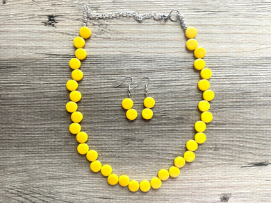 Yellow Single Statement Necklace, Chunky Jewelry Big Beaded Necklace, sunshine yellow Necklace, earrings Jewelry bubble