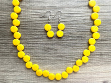 Load image into Gallery viewer, Yellow Single Statement Necklace, Chunky Jewelry Big Beaded Necklace, sunshine yellow Necklace, earrings Jewelry bubble