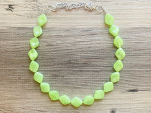 Load image into Gallery viewer, Lime Green Single Statement Necklace, Chunky Jewelry Big Beaded Necklace, sunshine neon green Necklace, earrings Jewelry Geometric set