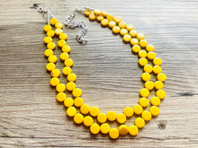 Load image into Gallery viewer, Yellow Double Statement Necklace, Chunky Jewelry Set Big Beaded Necklace, sunshine yellow Necklace, earrings Jewelry bubble