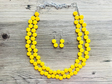 Load image into Gallery viewer, Yellow Double Statement Necklace, Chunky Jewelry Big Beaded Necklace, sunshine yellow Necklace, earrings Jewelry bubble