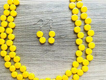 Load image into Gallery viewer, Yellow Double Statement Necklace, Chunky Jewelry Set Big Beaded Necklace, sunshine yellow Necklace, earrings Jewelry bubble