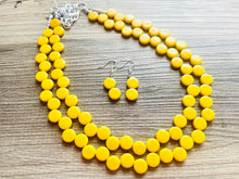 Load image into Gallery viewer, Yellow Double Statement Necklace, Chunky Jewelry Set Big Beaded Necklace, sunshine yellow Necklace, earrings Jewelry bubble