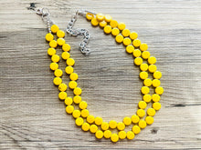 Load image into Gallery viewer, Yellow Double Statement Necklace, Chunky Jewelry Big Beaded Necklace, sunshine yellow Necklace, earrings Jewelry bubble