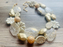 Load image into Gallery viewer, Golden Hour chunky statement necklace, big beaded jewelry, gifts for women, bib Multi-Strand gold white cream tan beaded chunky