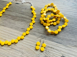 Yellow Single Statement Necklace, Chunky Jewelry Set Big Beaded Necklace, sunshine yellow Necklace, earrings Jewelry bubble