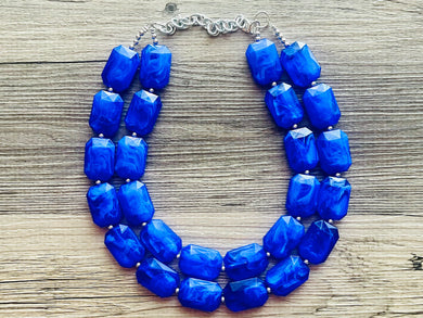 Royal Blue Chunky Statement Necklace, double strand necklace, blue necklace, dark blue necklace, royal blue wedding, bridesmaid necklace