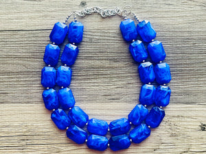 Royal Blue Chunky Statement Necklace, double strand necklace, blue necklace, dark blue necklace, royal blue wedding, bridesmaid necklace