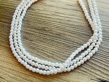 Load image into Gallery viewer, 3 Strand Women&#39;s White Pearl Statement Necklace, Big Pearl Necklace, White Necklace, Bridesmaid jewelry wedding statement necklace