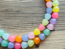 Load image into Gallery viewer, Summer Gumdrops Rainbow Statement Necklace, colorful chunky jewelry, multi strand pride chunky beaded necklace, bubble necklace