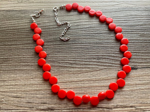 Tomato Red Orange single Statement Necklace, Chunky Jewelry Big Beaded Necklace, colorful Necklace, Jewelry bubble Earrings