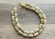 Load image into Gallery viewer, Chino Sands chunky beaded statement necklace, gold neutral necklace, champagne brown light tan jewelry, khaki malta