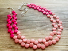 Load image into Gallery viewer, Hot &amp; Blush Pink Double Statement Necklace, Chunky Jewelry Big Beaded Necklace, dark pink Necklace, magenta Jewelry bubble