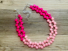 Load image into Gallery viewer, Hot &amp; Blush Pink Double Statement Necklace, Chunky Jewelry Big Beaded Necklace, dark pink Necklace, magenta Jewelry bubble