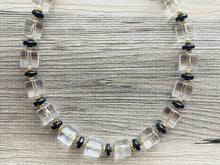 Load image into Gallery viewer, Extra Chunky Single Strand Clear Crystal Statement Necklace and earrings set, large lucite resin big bead acetate acrylic necklace