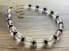 Load image into Gallery viewer, Extra Chunky Single Strand Clear Crystal Statement Necklace and earrings set, large lucite resin big bead acetate acrylic necklace