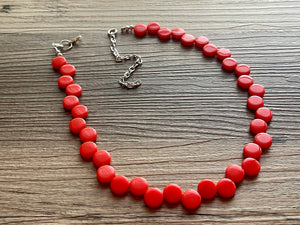 Tomato Red Orange single Statement Necklace, Chunky Jewelry Big Beaded Necklace, colorful Necklace, Jewelry bubble Earrings