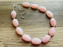 Load image into Gallery viewer, Blush Pink Statement Necklace Jewelry Set, Chunky Jewelry Big Beaded 1 Strand Necklace, light baby pink Jewelry Set earrings bridesmaid