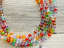 Load image into Gallery viewer, Warm Colors 5 strand Beaded Necklace, Colorful Jewelry, Chunky statement necklace, big beaded necklace, rainbow jewelry, rainbow confetti