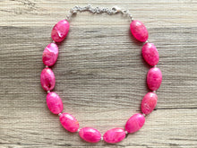 Load image into Gallery viewer, Deep Pink Single Statement Necklace, Chunky Jewelry Big Beaded Necklace, dark hot pink Necklace, magenta Jewelry bubble earrings