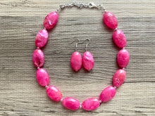 Load image into Gallery viewer, Deep Pink Single Statement Necklace, Chunky Jewelry Big Beaded Necklace, dark hot pink Necklace, magenta Jewelry bubble earrings