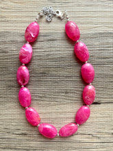 Load image into Gallery viewer, Deep Pink Single Statement Necklace, Chunky Jewelry Big Beaded Necklace, dark hot pink Necklace, magenta Jewelry bubble earrings