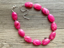 Load image into Gallery viewer, Deep Pink Single Statement Necklace, Chunky Jewelry Big Beaded Necklace, dark hot pink Necklace, magenta Jewelry bubble earrings