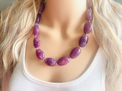 Purple Single Strand Big Beaded Statement Necklace, purple Jewelry, purple beaded necklace, purple bridesmaid necklace jewelry, drop earring