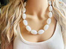 Load image into Gallery viewer, White chunky statement necklace, bib jewelry cloudy white necklace, white jewelry, white beaded necklace, white bubble, cloud earrings set