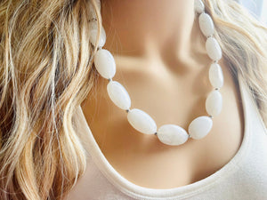 White chunky statement necklace, bib jewelry cloudy white necklace, white jewelry, white beaded necklace, white bubble, cloud earrings set