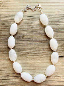 White chunky statement necklace, bib jewelry cloudy white necklace, white jewelry, white beaded necklace, white bubble, cloud earrings set