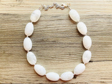 Load image into Gallery viewer, White chunky statement necklace, bib jewelry cloudy white necklace, white jewelry, white beaded necklace, white bubble, cloud earrings set