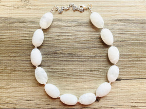 White chunky statement necklace, bib jewelry cloudy white necklace, white jewelry, white beaded necklace, white bubble, cloud earrings set