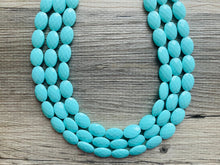 Load image into Gallery viewer, Textured Aqua Statement Necklace, Big Beaded necklace, chunky beaded blue necklace wedding, light blue jewelry, turquoise bead jewelry