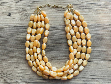 Fortune Favors the GOLD Statement 5 Strand statement necklace, pretty big beaded chunky jewelry, golden shiny metallic jewelry necklace