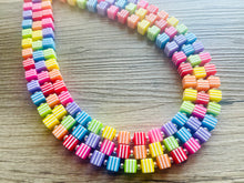 Load image into Gallery viewer, Live in Technicolor Beaded Necklace, Colorful Jewelry, Chunky statement necklace, big beaded pendant, rainbow jewelry confetti