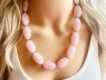 Load image into Gallery viewer, Blush Pink Statement Necklace Jewelry Set, Chunky Jewelry Big Beaded 1 Strand Necklace, light baby pink Jewelry Set earrings bridesmaid