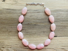 Load image into Gallery viewer, Blush Pink Statement Necklace Jewelry Set, Chunky Jewelry Big Beaded 1 Strand Necklace, light baby pink Jewelry Set earrings bridesmaid