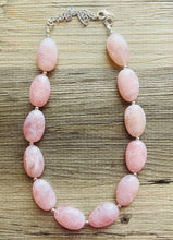 Load image into Gallery viewer, Blush Pink Statement Necklace Jewelry Set, Chunky Jewelry Big Beaded 1 Strand Necklace, light baby pink Jewelry Set earrings bridesmaid