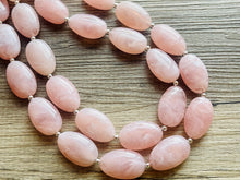 Load image into Gallery viewer, Blush Pink Double Strand Big Beaded Statement Necklace, baby pink Jewelry, pink beaded necklace, pink beaded necklace, bridesmaid necklace