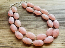 Load image into Gallery viewer, Blush Pink Double Strand Big Beaded Statement Necklace, baby pink Jewelry, pink beaded necklace, pink beaded necklace, bridesmaid necklace