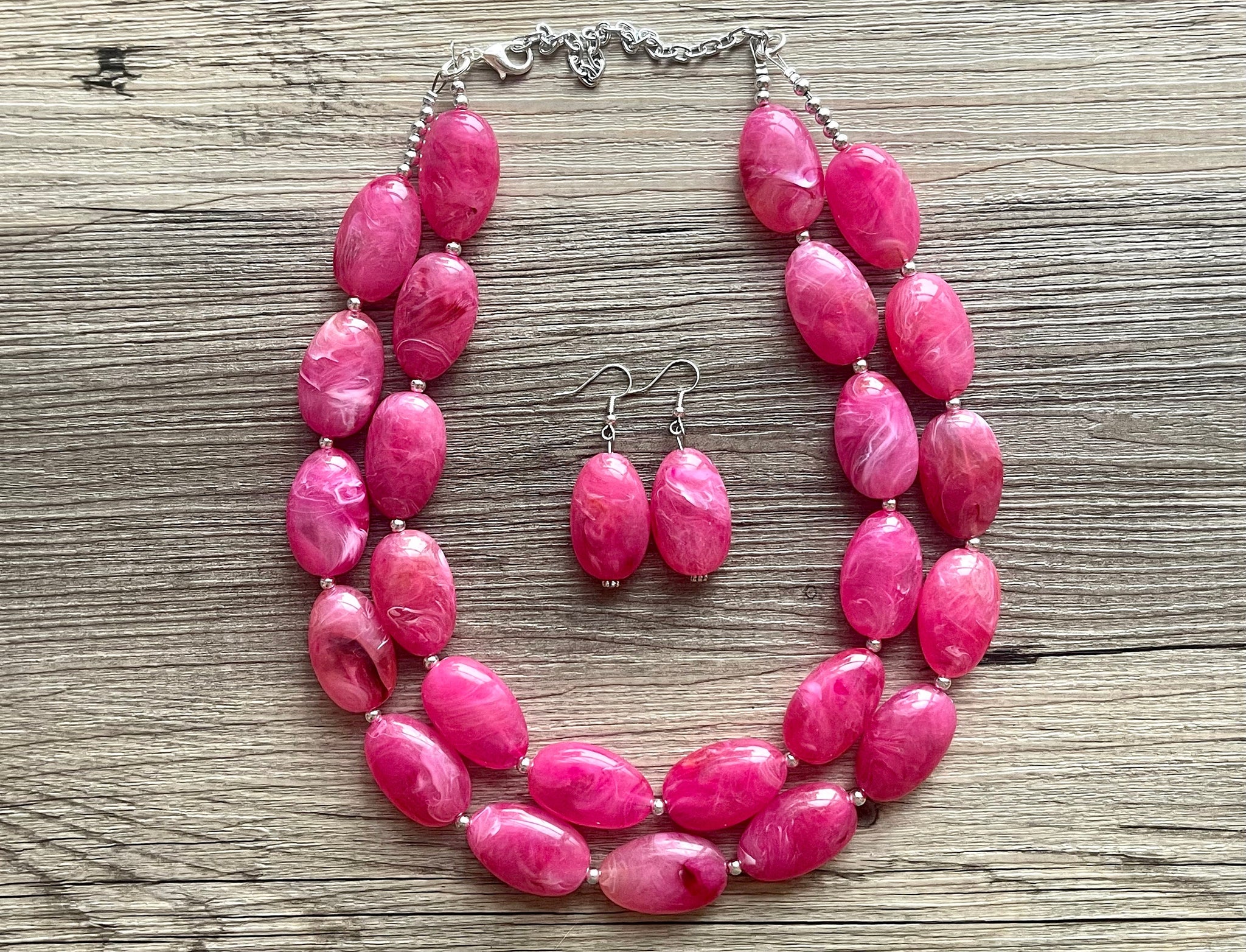 Girls Pink Rhinestone Chunky Bead Necklace - Shop Daffodils Boutique